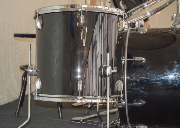 Close up of a musical instrument bass drum and drum kit.