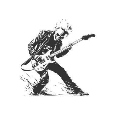 Gitar enstrümanı grafik silueti. Vektör illüstrasyon tasarımı.