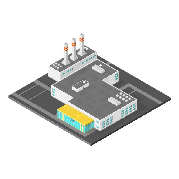 Icono Ilustración Edificio Almacén Industrial Isométrico — Archivo Imágenes Vectoriales