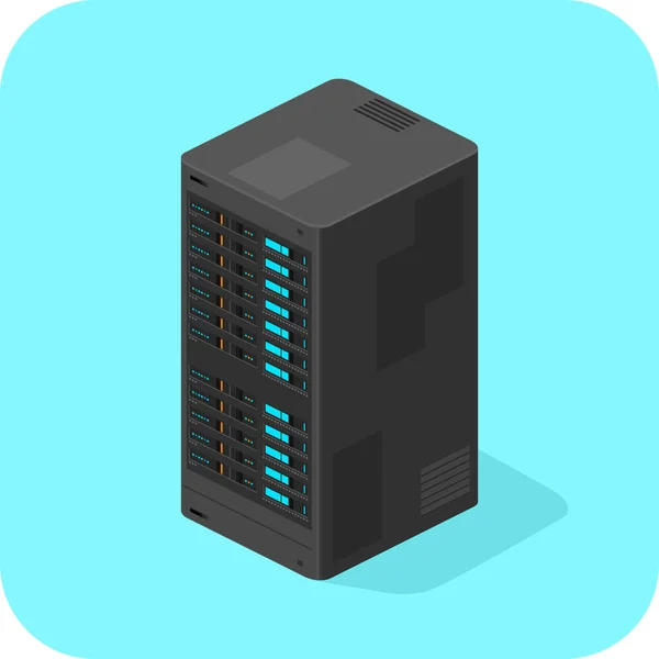 Flat Isometric Server Computer Network Vector Illustration 아이콘 Icon — 스톡 벡터