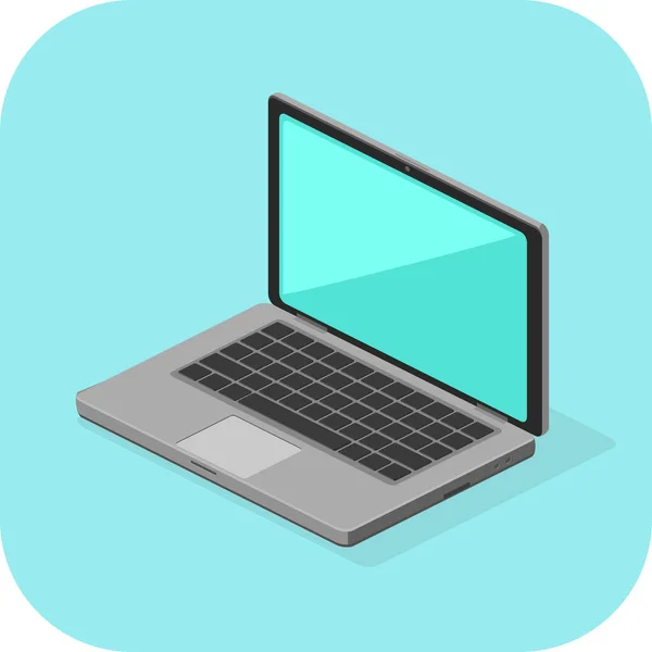 Plochý Isometric Laptop Notebook Vector Symbol Icon — Stockový vektor