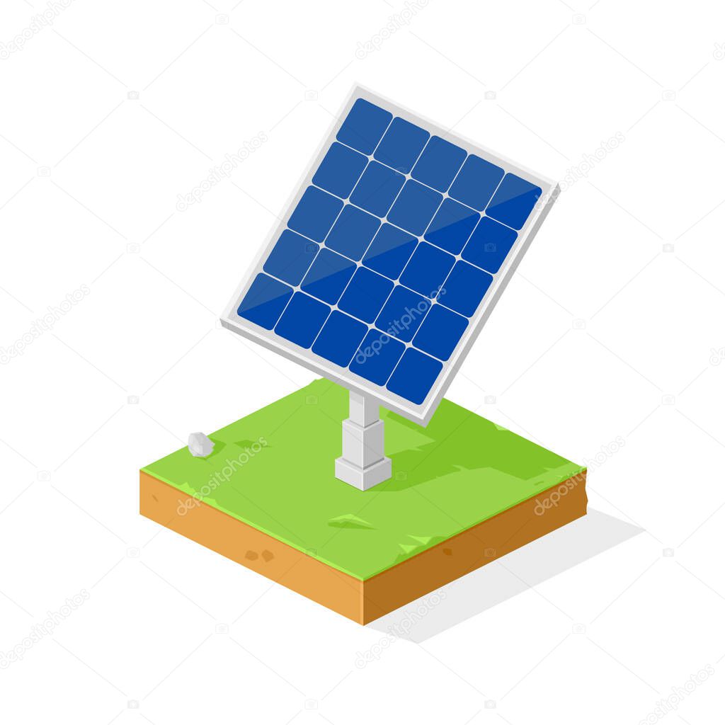 Isometric Solar Panel Eco Friendly Power Generation Vector Illustration Symbol