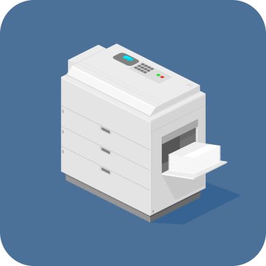 Flat Isometric Photocopier Printer Machine Vector Icon Symbol clipart