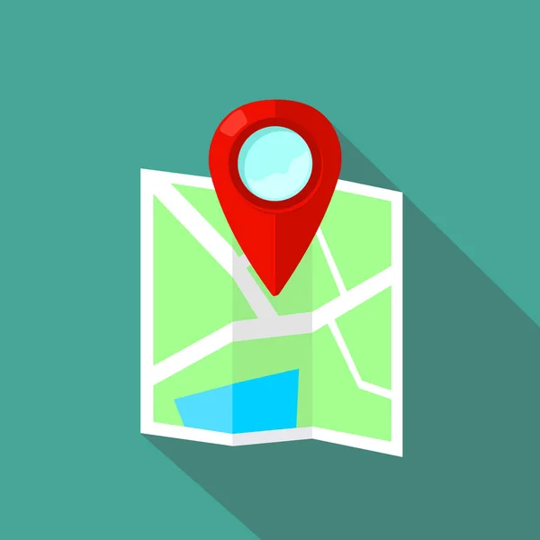 Mapa Pin Flat Design Ikona Wskazująca Mapę Miasta Ilustracja Wektora — Wektor stockowy