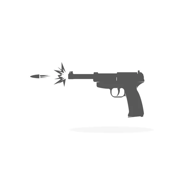 Pistola Arma Tiro Alemão Luger Ilustração Vetorial Black Silhueta Ícone —  Vetores de Stock