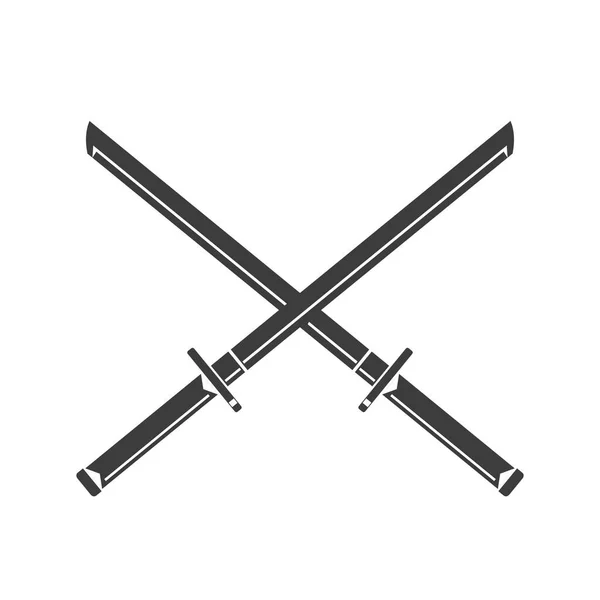 Katana Samurai Sword Martial Arts Weapons Vector Icon Illustration Silhouette — Stock Vector