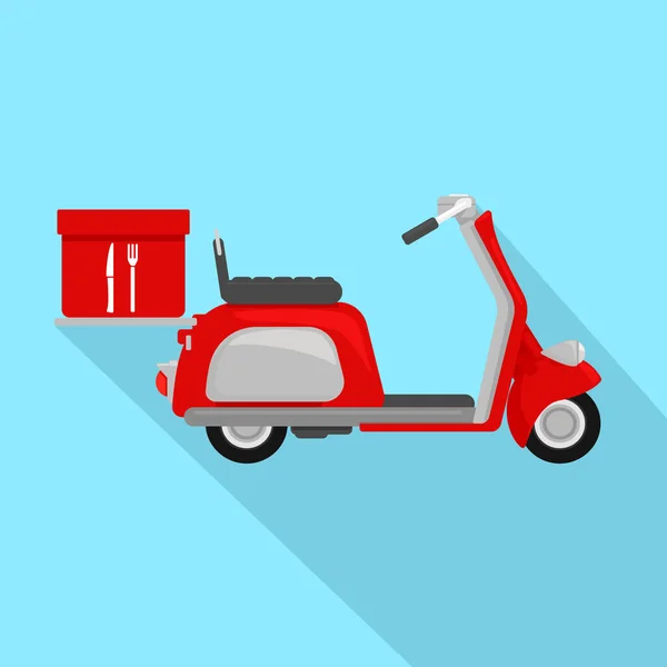 Płaska Ikona Fast Food Delivery Service Vespa Moped Symbol Ilustracji — Wektor stockowy