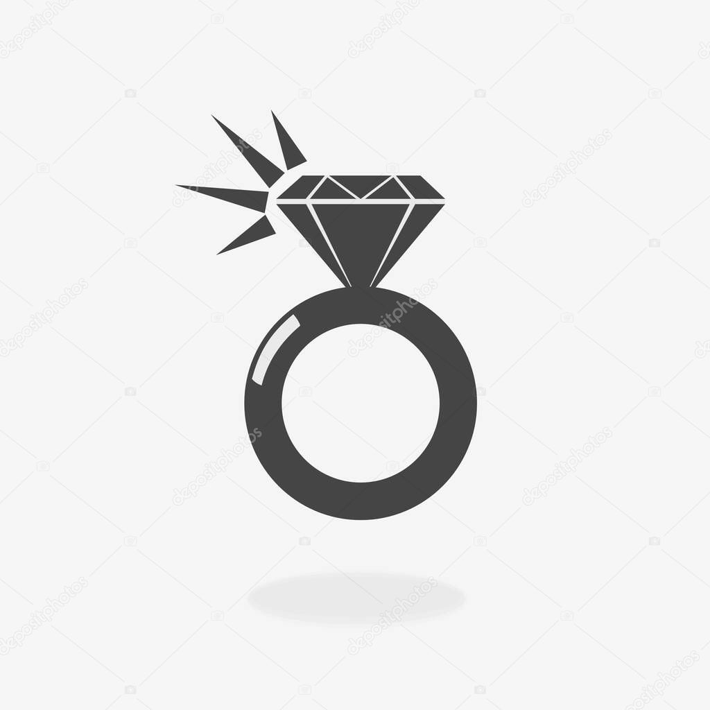 Diamond Engagement Ring Vector Icon Illustration silhouette