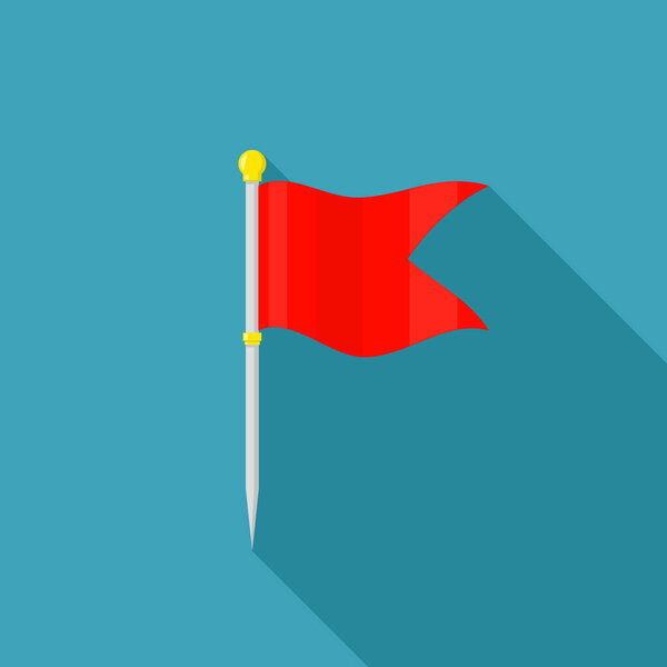 Red Flag Flat Icon Long Shadow Vector Illustration.