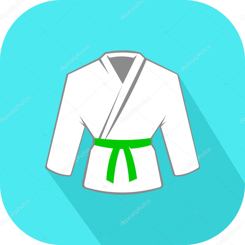 Martial Arts Green Belt Rank Sports Uniform Grading - Flat Icon vector Illustration symbol.