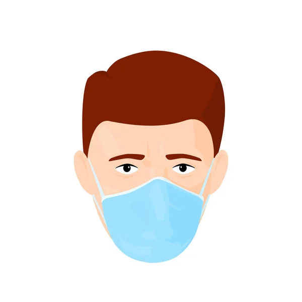 Homem Vestindo Máscara Facial Médica Vírus Proteção Segurança Covid Coronavirus —  Vetores de Stock