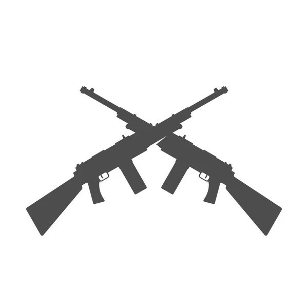 Rifles Assalto Cruzado Ilustração Vetorial Silhueta Preta —  Vetores de Stock