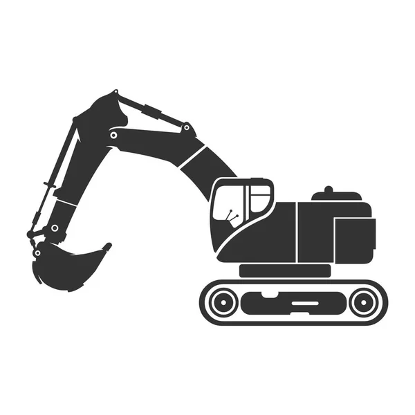 Машины Экскаватора Digger Tracked Vehicle Black Silhouette Vector Illustration Sign — стоковый вектор