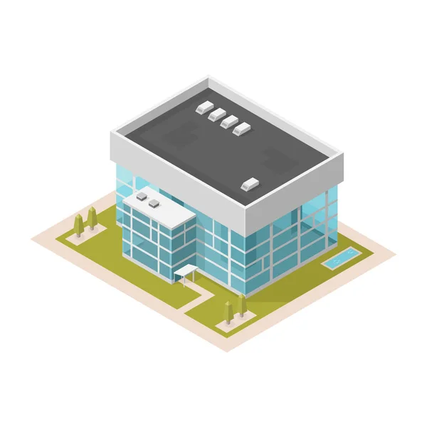 Isometric Modern Office Building Vector Illustration Sign Symbol — Vector de stoc