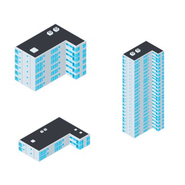 Isometric Modern Apartman Vektörü Resmetme İşareti Sembolü