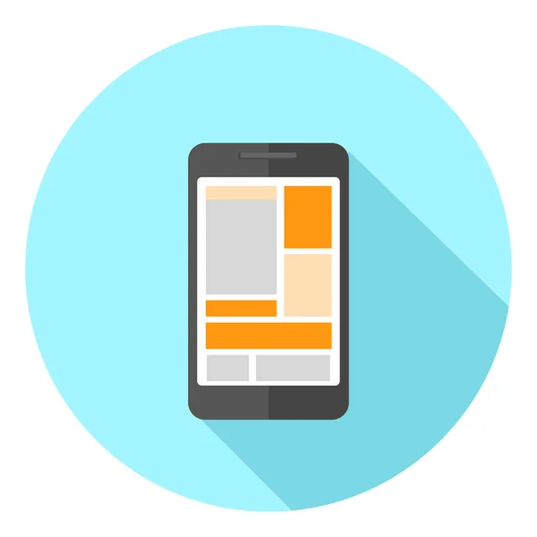 Mobiele Smart Phone Internet Web Surfen App Flat Icon Long — Stockvector
