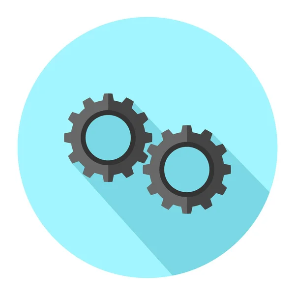 Gear Icon Cogwheel Spinning Technology Lapos Ikon Hosszú Árnyékvektor Illusztráció — Stock Vector