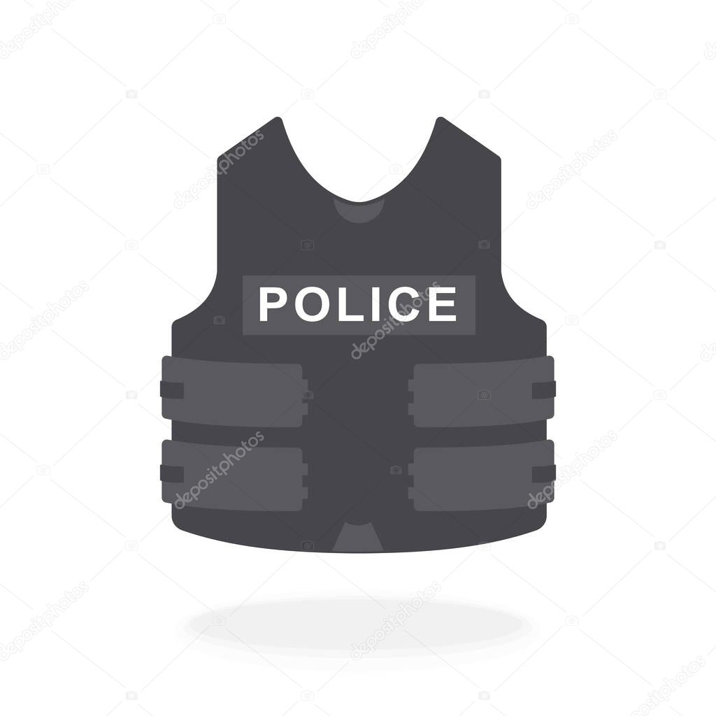 Police Bullet Proof Vest Sign Vector illustration Black silhouette Icon