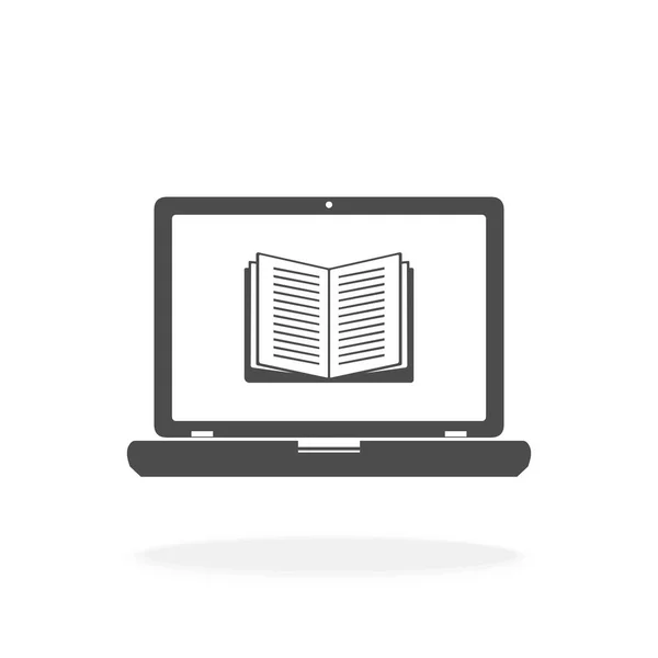 Computador Com Livro Aberto Para Aprendizagem Line Conceito Educação Vector — Vetor de Stock
