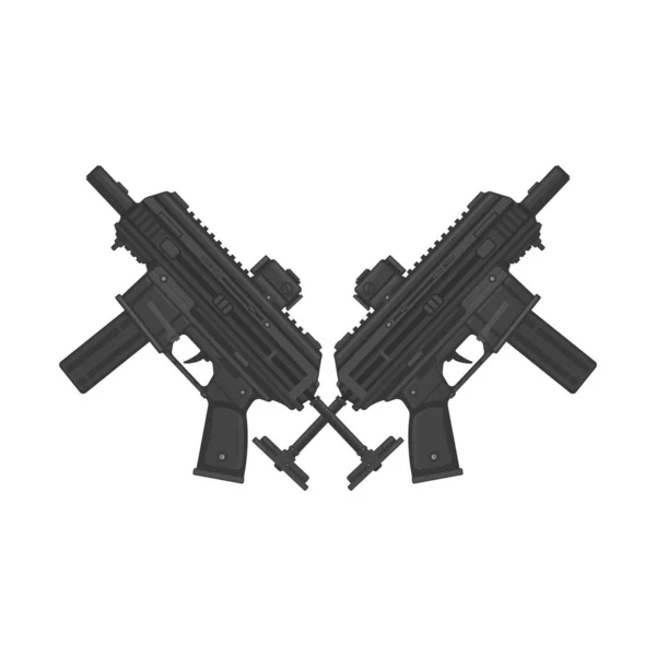 现代军用Smg冲锋枪旗 矢量插画图标 — 图库矢量图片