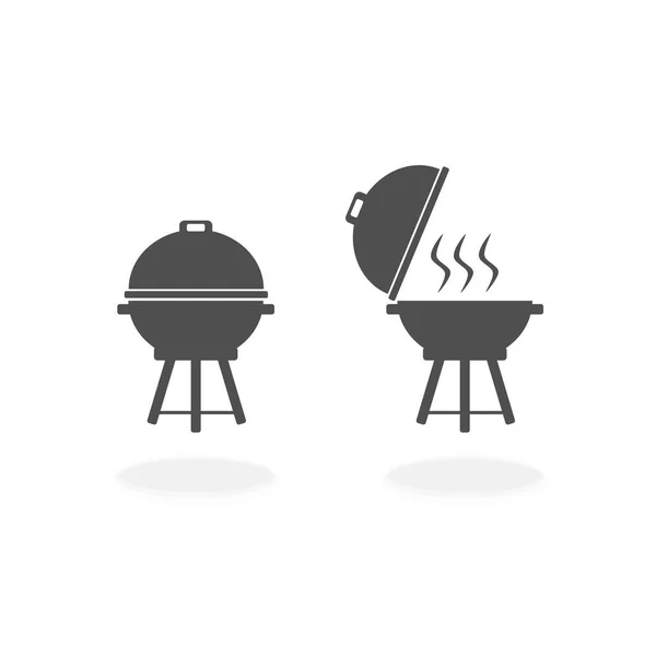 Hot Steaming Bbq Charcoal Grill Icon Symbol Vector Illustration — Stock Vector