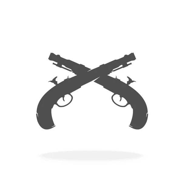 Crossed Flintlock Moskets Vector Ilustração Símbolo Conceito Arma Retro — Vetor de Stock