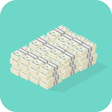 Isometric Cash Doları Simge Vektörü İllüstrasyon Sembolü Yığını