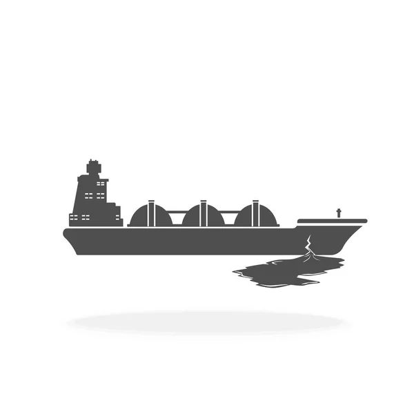 Oljetanker Med Olja Spill Ship Ikon Vektor Illustration Vektorgrafik