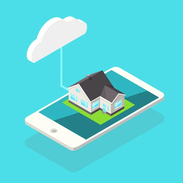 Isometric Smart Home Connecté Concept Cloud Illustration Icônes Vectorielles — Image vectorielle