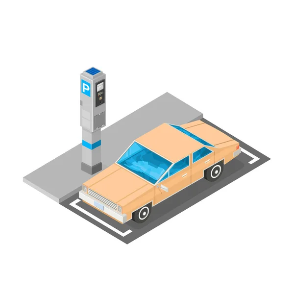 Изометрический Smart Car Park Vector Icon Illustration — стоковый вектор