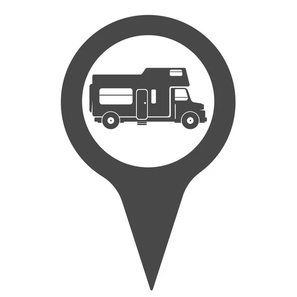 Caravan Campsite Finder Location Pin Icon Vector Illustration — Stock Vector