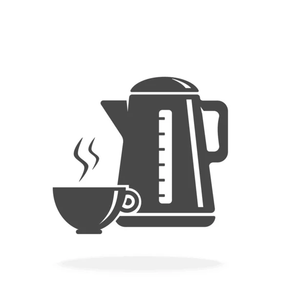 Hervidor Eléctrico Con Icono Taza Ilustración Vectores — Vector de stock