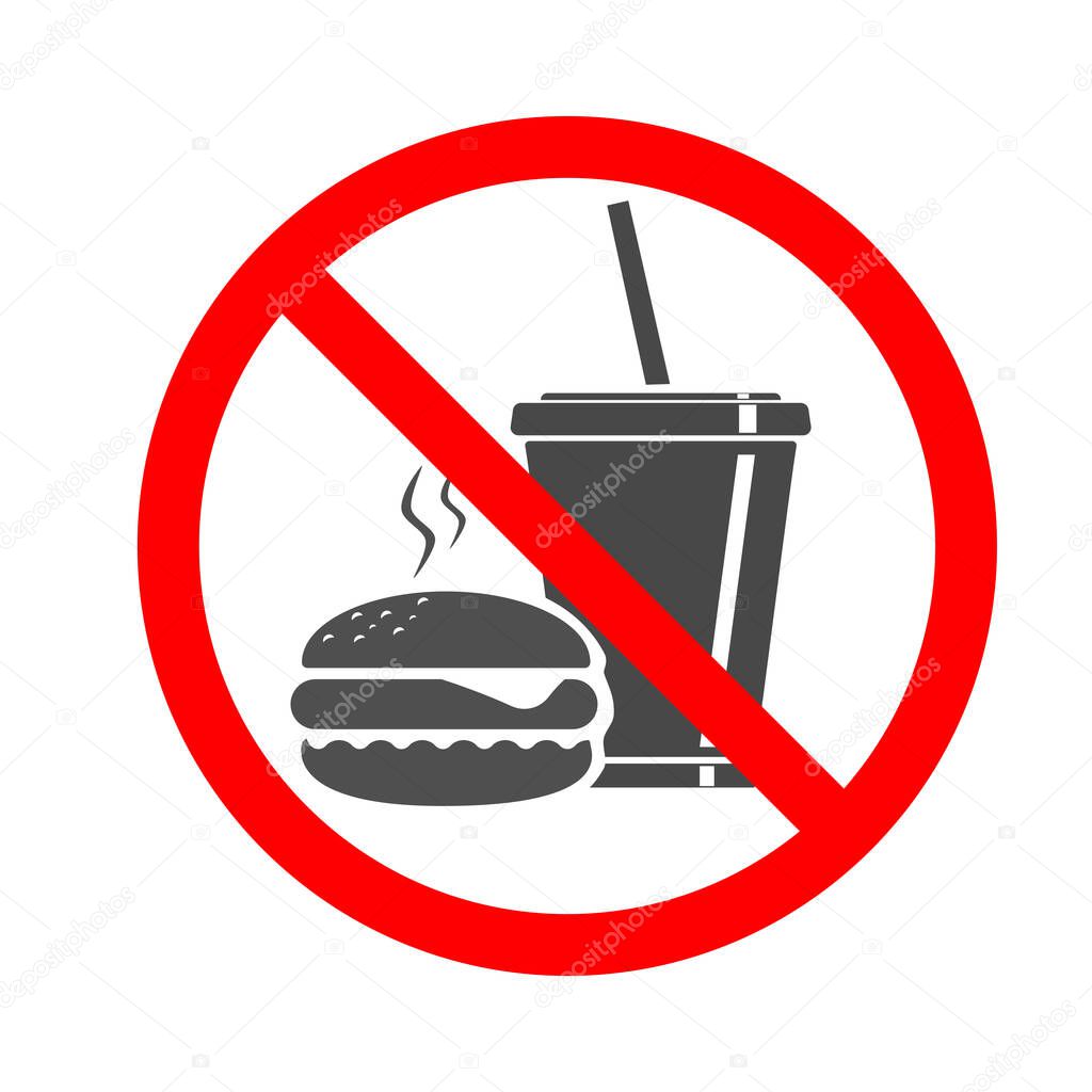 No Eating Allowed Warning Vector Illustration