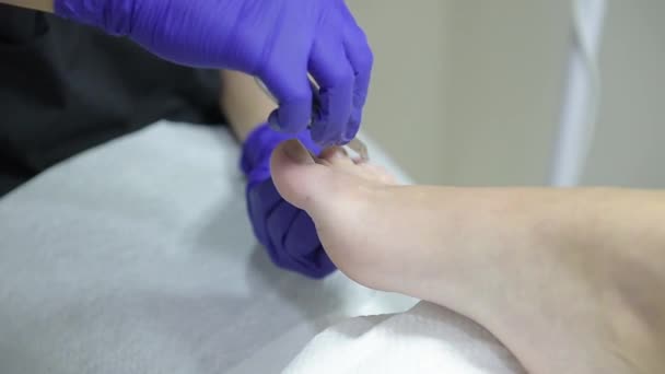 Przygotowanie Kobiet Pedicure Centrum Urody — Wideo stockowe