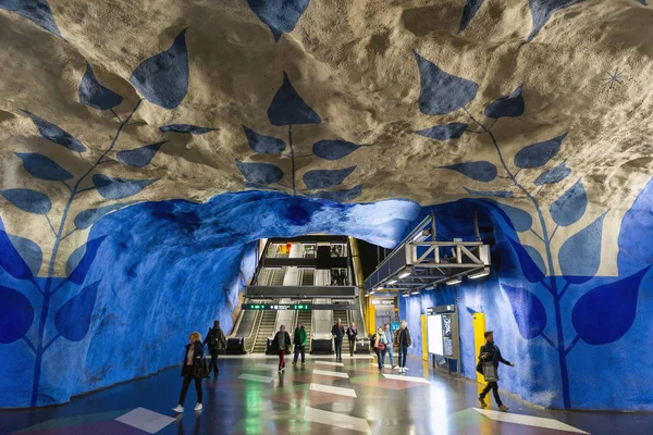 Stockholm Suecia Septiembre 2018 Interior Estación Metro Centralen Del Metro — Foto de Stock