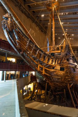 Stockholm, İsveç - 29 Eylül 2018: Vasa kurtarılan Vasa savaş gemisi inşa 17. yy da 29 Eylül 2018 görüntüleme müze Stockholm'de,.