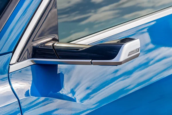 Elektronischer Außenspiegel Kamera Blauem Auto — Stockfoto