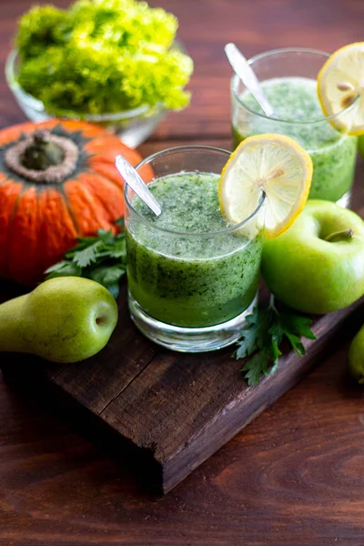 Bebida Dietética Batido Color Verde Limpieza Corporal Dieta Muy Cerca —  Fotos de Stock