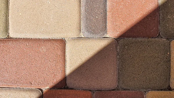 Mauerwerk Wand Und Boden Verschiedene Steinstrukturen Bunter Hintergrund Schatten — Stockfoto