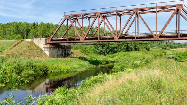 Railway bridge over the river Stock Photo