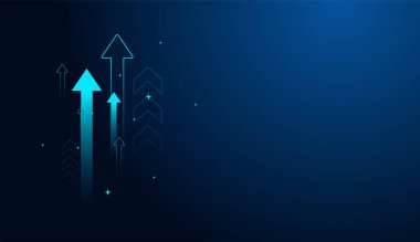 Koyu mavi arka planda başarı teknolojisine kadar büyüyen oklar. Güçlü oklar borsa grafik gelişimi artıyor. hedefe doğrudan strateji