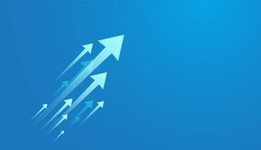 Parlak oklar finans kavramları ve iş grafiği için olumlu yönde yükseliyor. Soyut Borsa ok vektörü, illüstrasyon