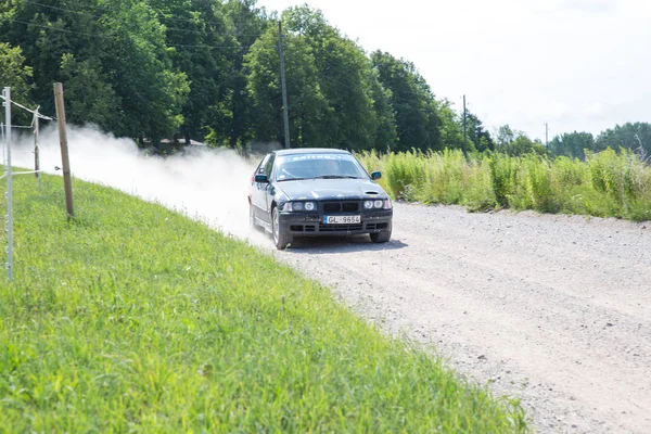 Ciudad Livi Letonia Rally Amateur Camino Tierra Coche Con Jinete — Foto de Stock