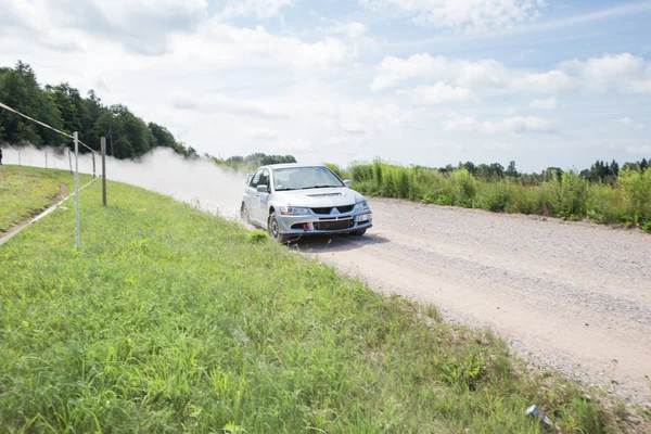 Cidade Livi Letónia Rali Amador Estrada Terra Carro Com Piloto — Fotografia de Stock