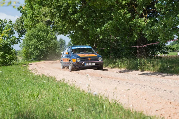 Ciudad Livi Letonia Rally Amateur Camino Tierra Coche Con Jinete — Foto de Stock