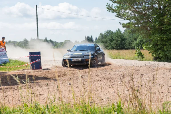 Stad Livi Letland Amateur Rally Onverharde Weg Auto Met Rider — Stockfoto