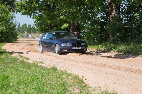 Stadt Livi Lettland Amateurrallye Schotterpiste Auto Mit Fahrer Geschwindigkeit Und — Stockfoto