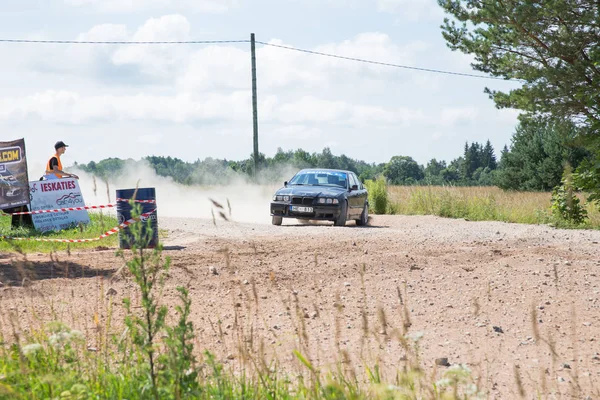 Cidade Livi Letónia Rali Amador Estrada Terra Carro Com Piloto — Fotografia de Stock