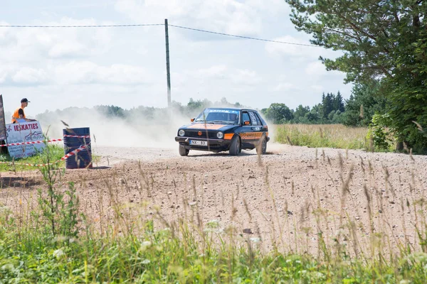 Cidade Livi Letónia Rali Amador Estrada Terra Carro Com Piloto — Fotografia de Stock