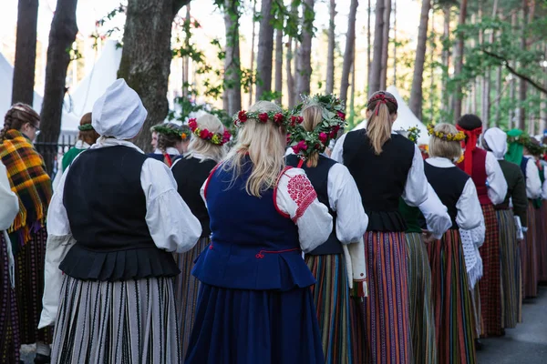 City Riga Letonya Koro Festivali Şarkıcılar Sokak Ulusal Kostüm Kültür — Stok fotoğraf